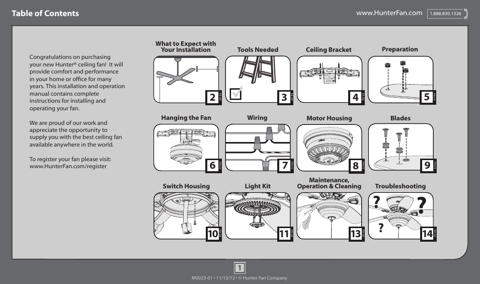 Hunter 59002 52 Low Profile LED User Manual | 14 pages