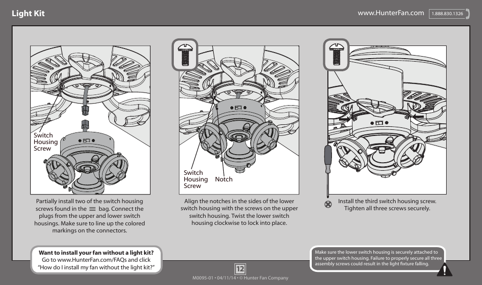 Light kit | Hunter 52112 52 Linden User Manual | Page 12 / 15
