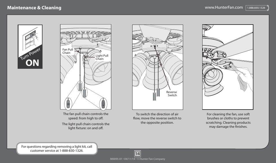 Maintenance & cleaning, Turn p ow er | Hunter 52112 52 Linden User Manual | Page 14 / 15