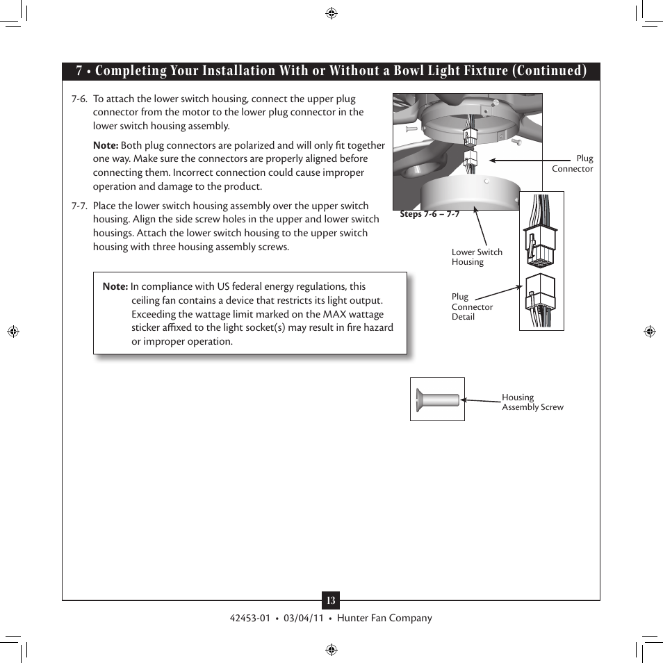 Hunter 20177 52 Kensington User Manual | Page 13 / 17