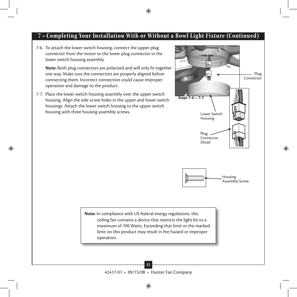 Hunter 20177 52 Kensington User Manual | Page 11 / 15