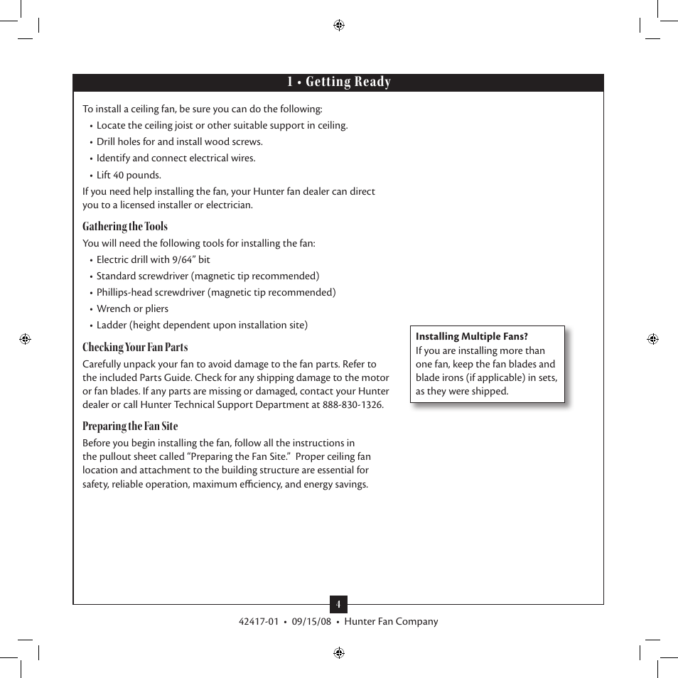 1 • getting ready | Hunter 20177 52 Kensington User Manual | Page 4 / 15