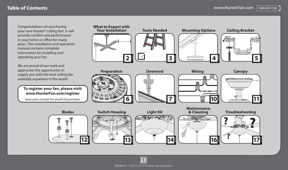Hunter 53278 52 Mainstone User Manual | 17 pages
