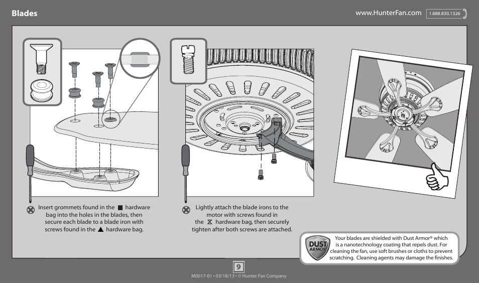 Blades | Hunter 52044 52 Low Profile User Manual | Page 9 / 14