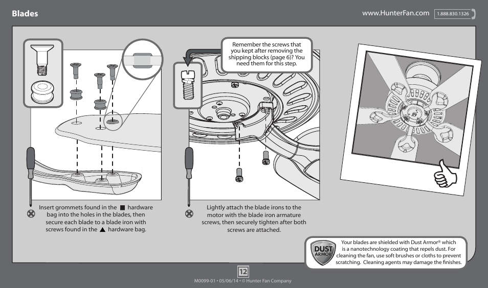 Blades | Hunter 52123 52 Masterson User Manual | Page 12 / 19