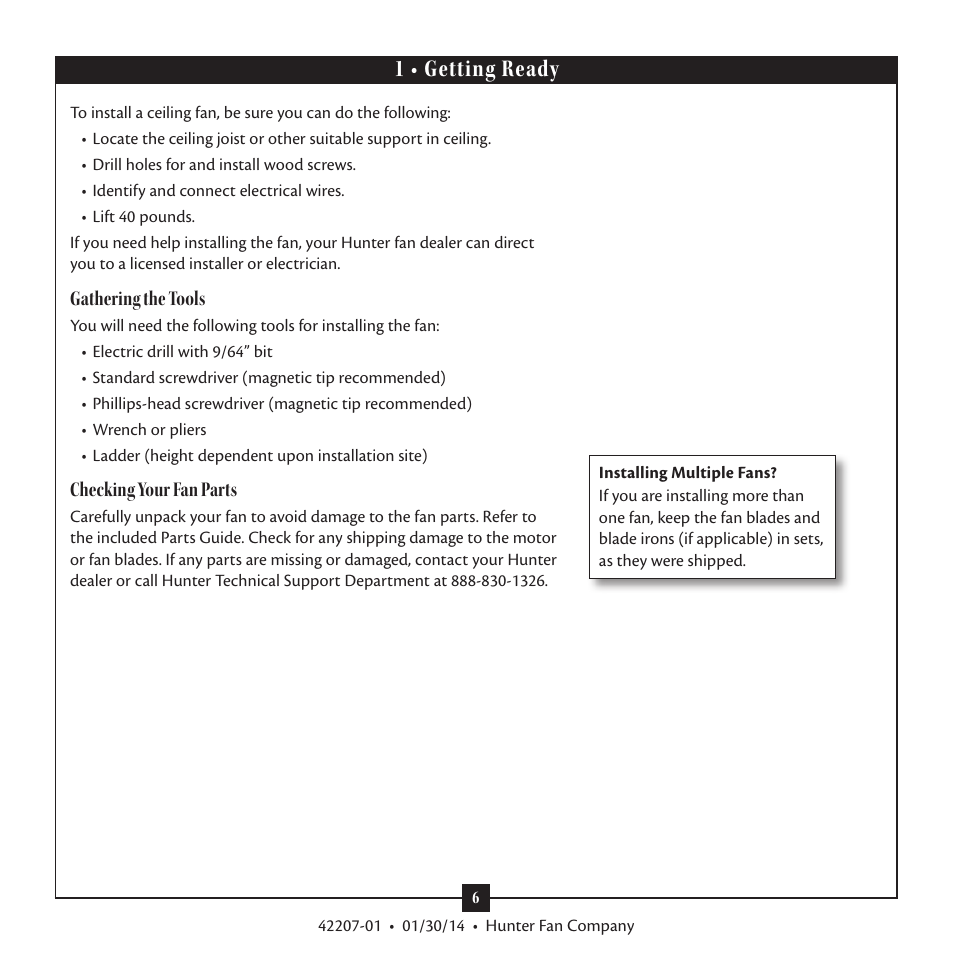 1 • getting ready | Hunter 28803 52 Orchard Park User Manual | Page 6 / 14