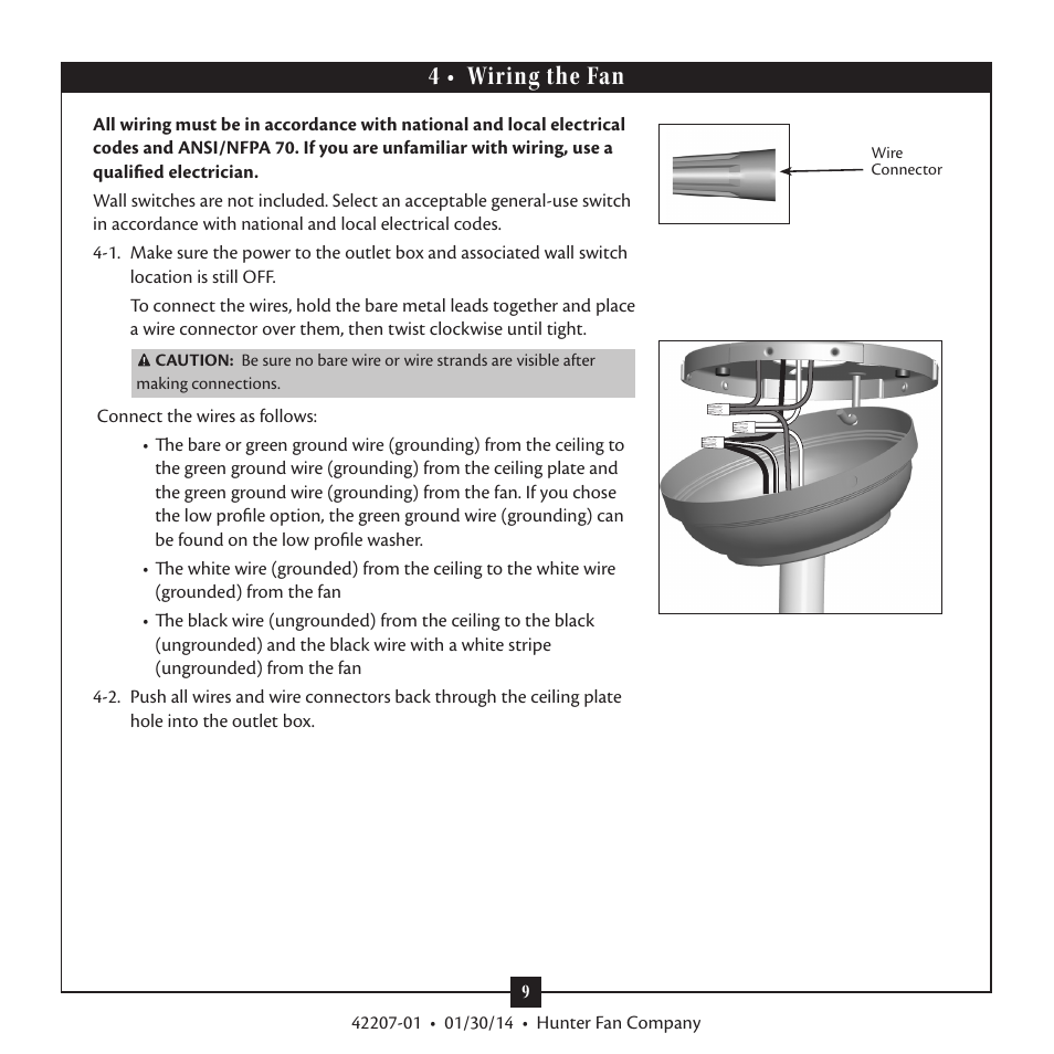 4 • wiring the fan | Hunter 28803 52 Orchard Park User Manual | Page 9 / 14