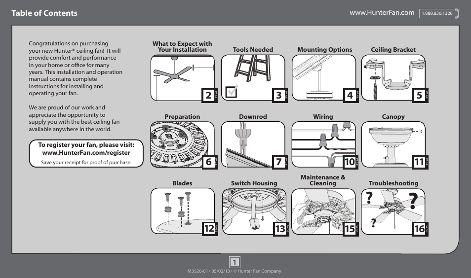 Hunter 54068 52 Orchard Park User Manual | 16 pages