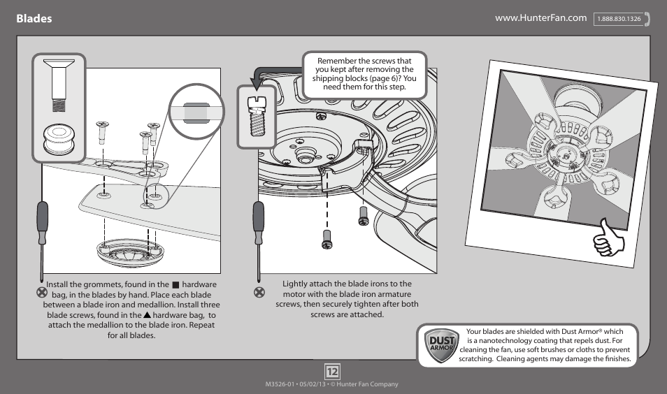 Blades | Hunter 54068 52 Orchard Park User Manual | Page 12 / 16