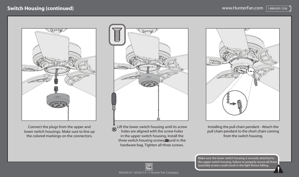 Switch housing (continued) | Hunter 54068 52 Orchard Park User Manual | Page 14 / 16