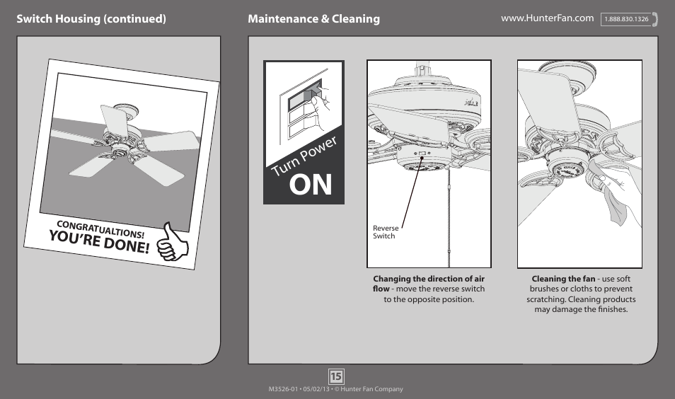 You’re done, Turn p ow er | Hunter 54068 52 Orchard Park User Manual | Page 15 / 16