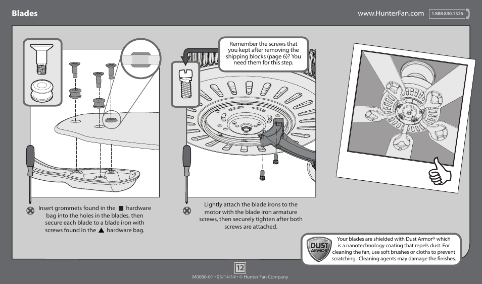 Blades | Hunter 52099 52 Newcastle User Manual | Page 12 / 19