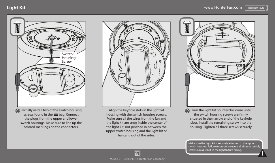 Light kit | Hunter 59141 52 Morelli User Manual | Page 13 / 18