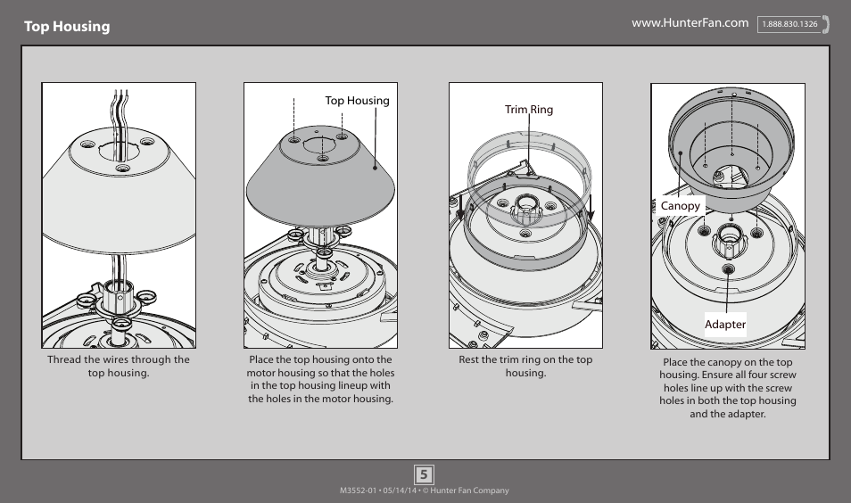 Top housing | Hunter 59141 52 Morelli User Manual | Page 5 / 18