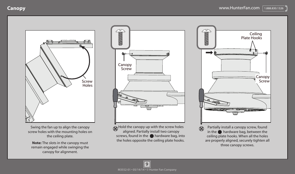 Canopy | Hunter 59141 52 Morelli User Manual | Page 9 / 18