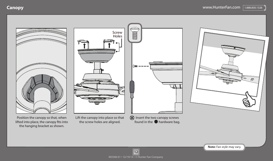 Canopy | Hunter 59148 52 Raefield User Manual | Page 12 / 17