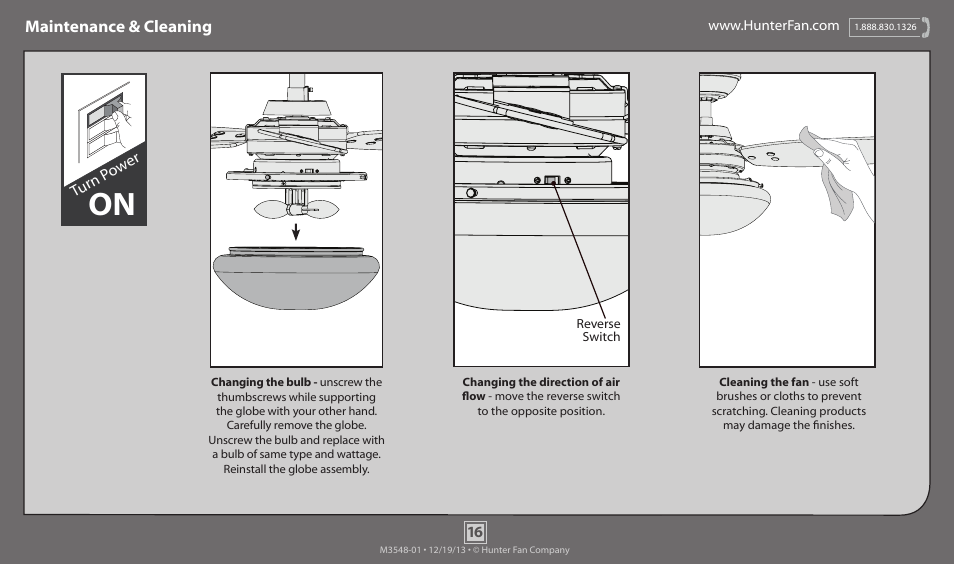 Maintenance & cleaning | Hunter 59148 52 Raefield User Manual | Page 16 / 17