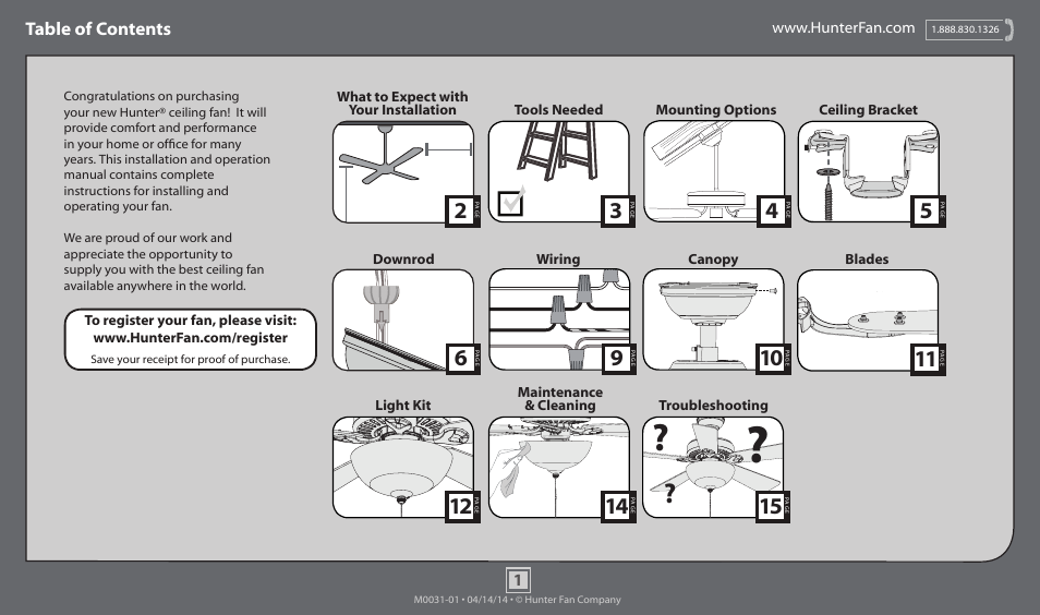 Hunter 53249 52 Pro's Best Five Minute Fan User Manual | 15 pages