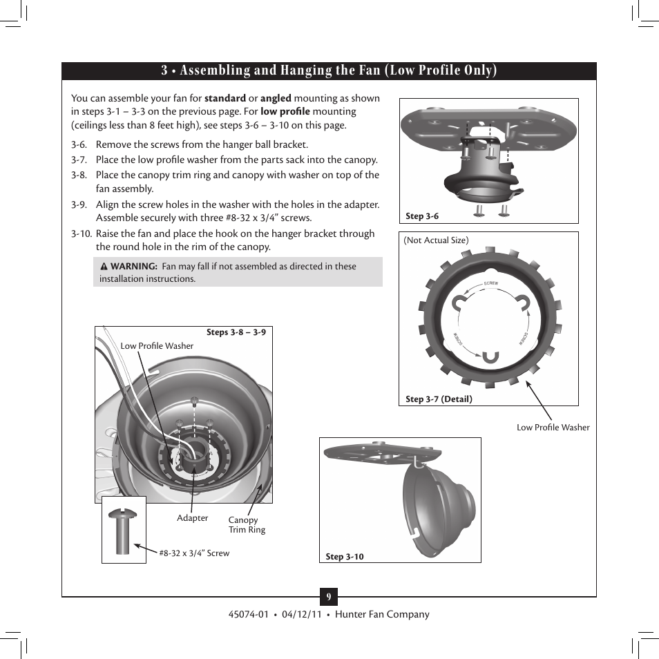 Hunter 28721 52 Pro's Best Five Minute Fan User Manual | Page 9 / 17