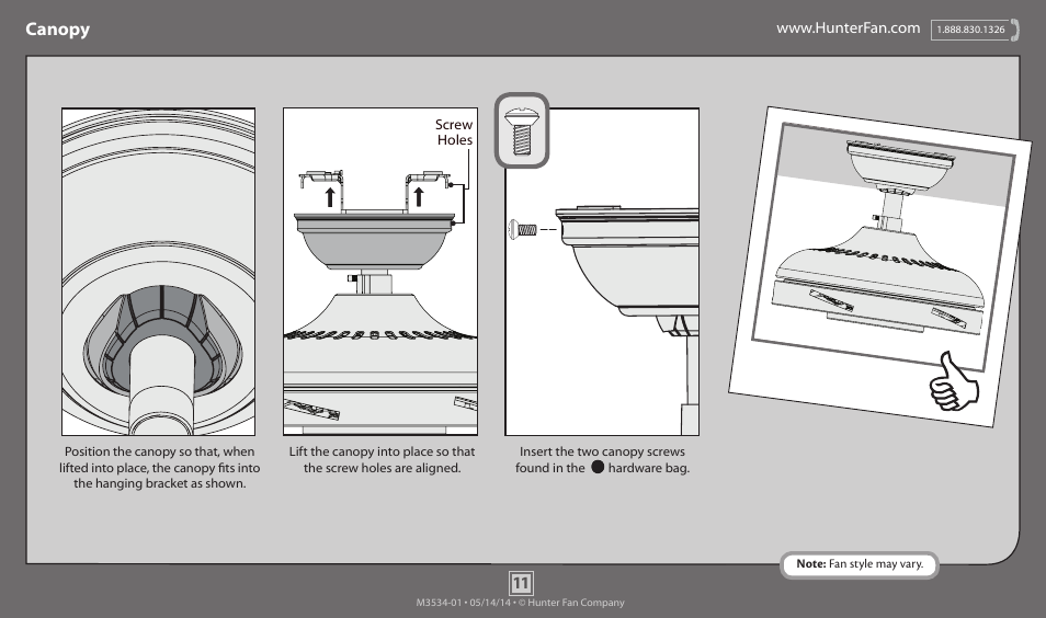 Canopy | Hunter 59048 52 Palermo User Manual | Page 11 / 20