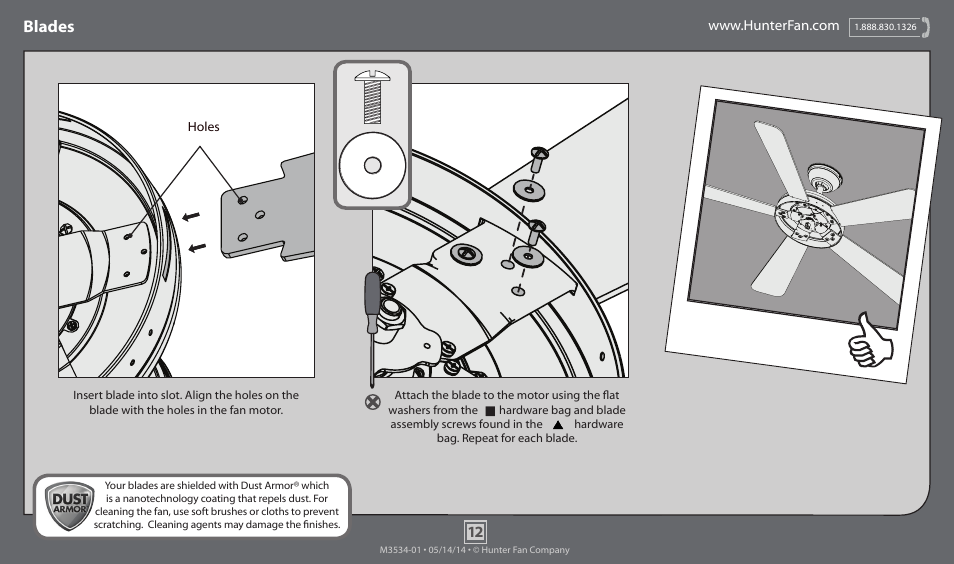 Blades | Hunter 59048 52 Palermo User Manual | Page 12 / 20