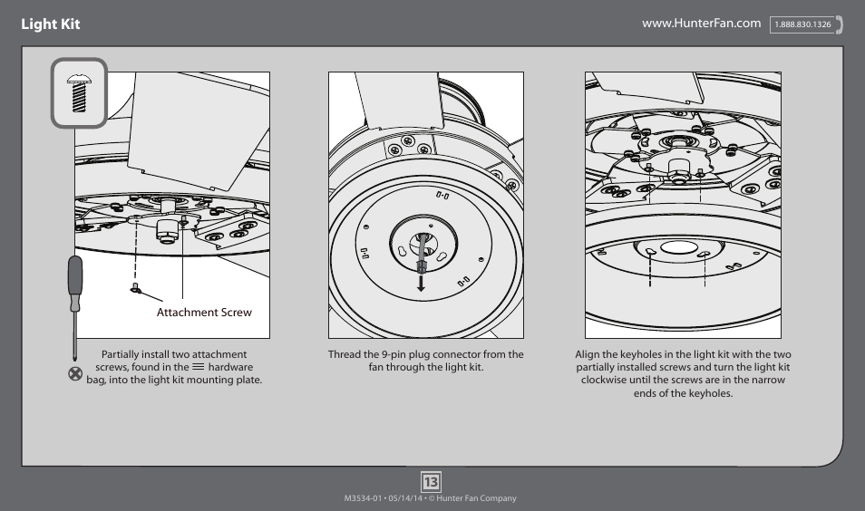 Light kit | Hunter 59048 52 Palermo User Manual | Page 13 / 20