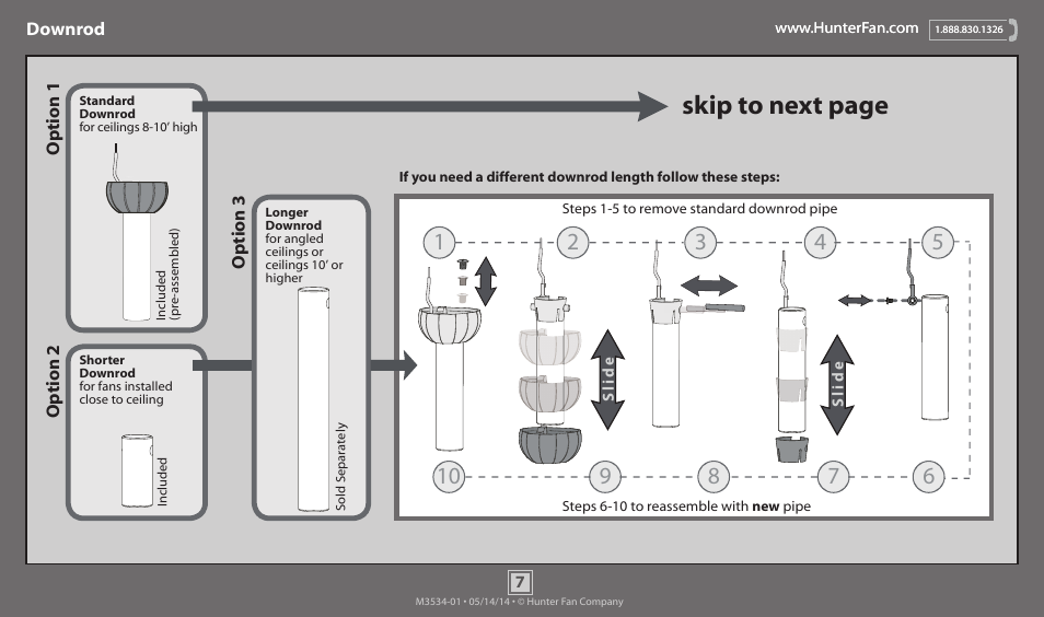 Skip to next page | Hunter 59048 52 Palermo User Manual | Page 7 / 20