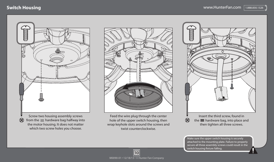 Switch housing | Hunter 53014 52 Palatine User Manual | Page 10 / 14