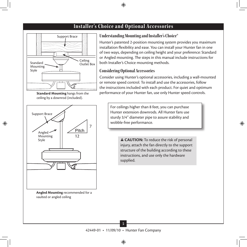 Installer’s choice and optional accessories, Understanding mounting and installer’s choice, Considering optional accessories | Hunter 28704 52 Skyline User Manual | Page 5 / 17