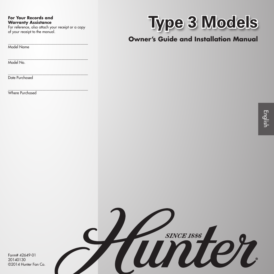 Hunter 21585 52 Sonic User Manual | 16 pages