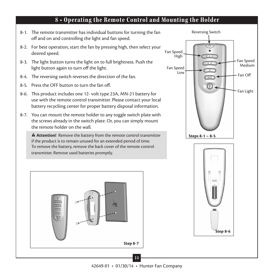 Hunter 21585 52 Sonic User Manual | Page 14 / 16