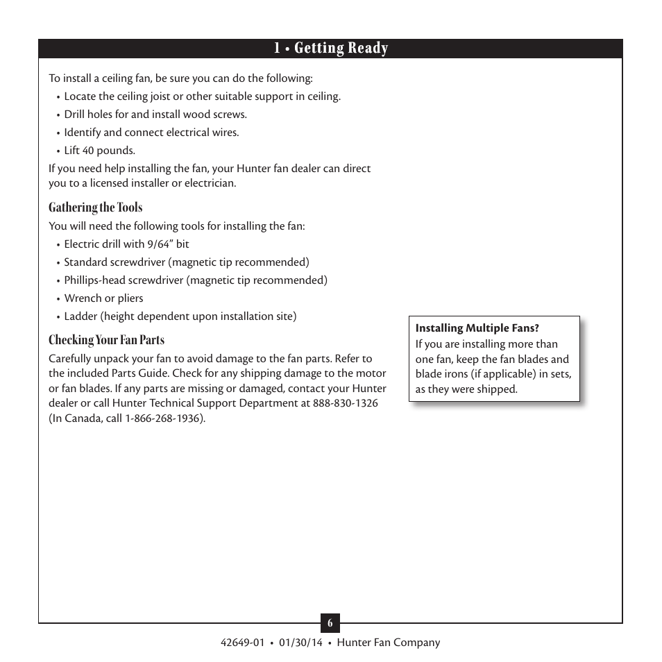 1 • getting ready | Hunter 21585 52 Sonic User Manual | Page 6 / 16