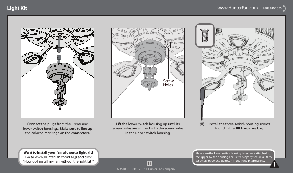 Light kit | Hunter 54077 52 St. Michaels User Manual | Page 11 / 14