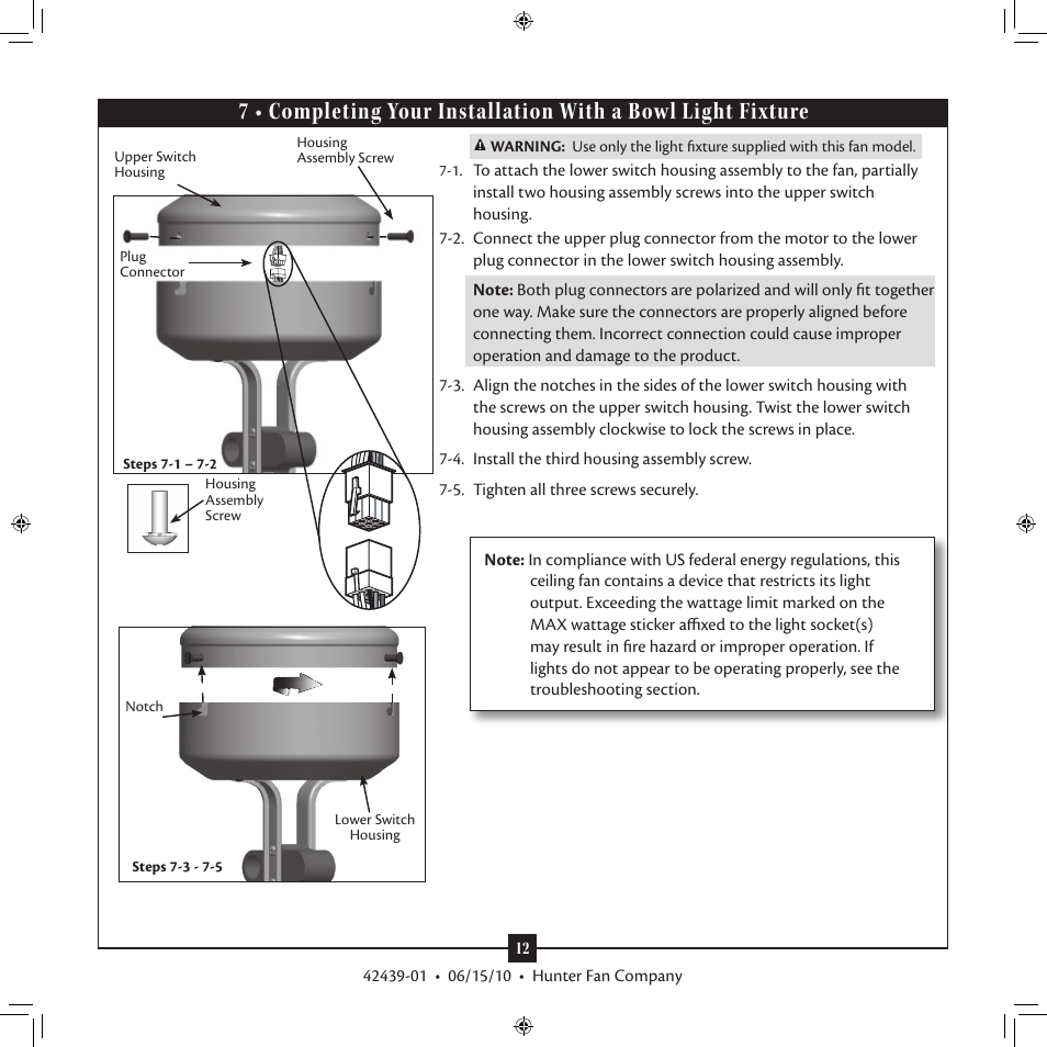 Hunter 28680 52 Waldon Five Minute Fan User Manual | Page 12 / 15