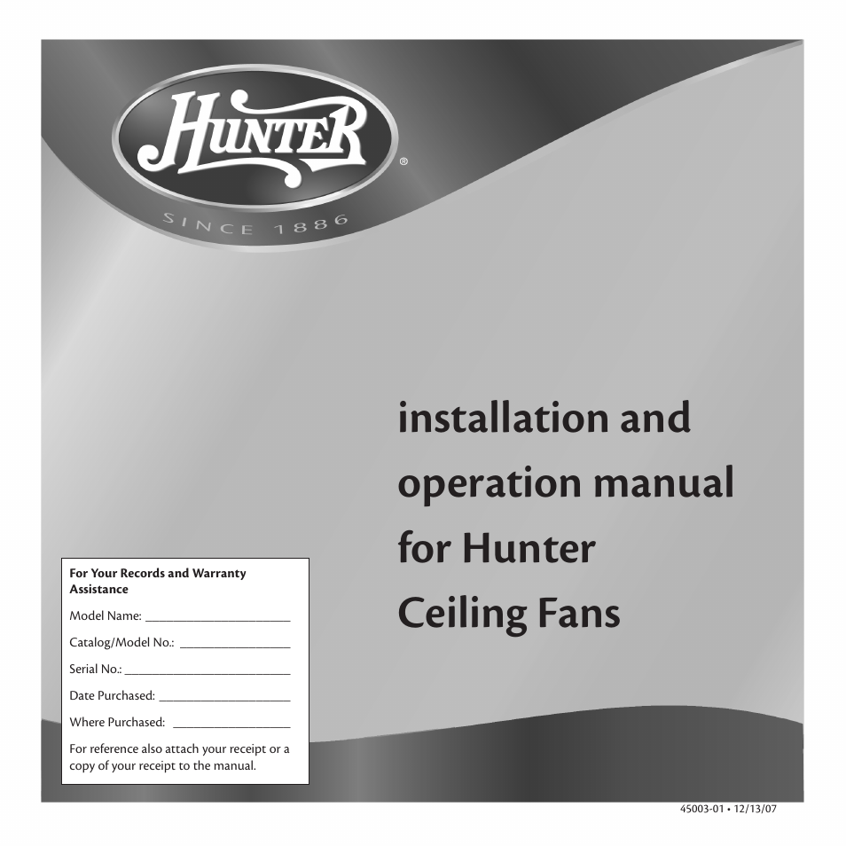 Hunter 21894 52 Westover User Manual | 16 pages