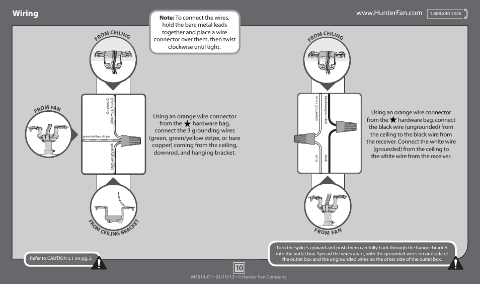 Wiring | Hunter 59033 52 Westover User Manual | Page 10 / 19