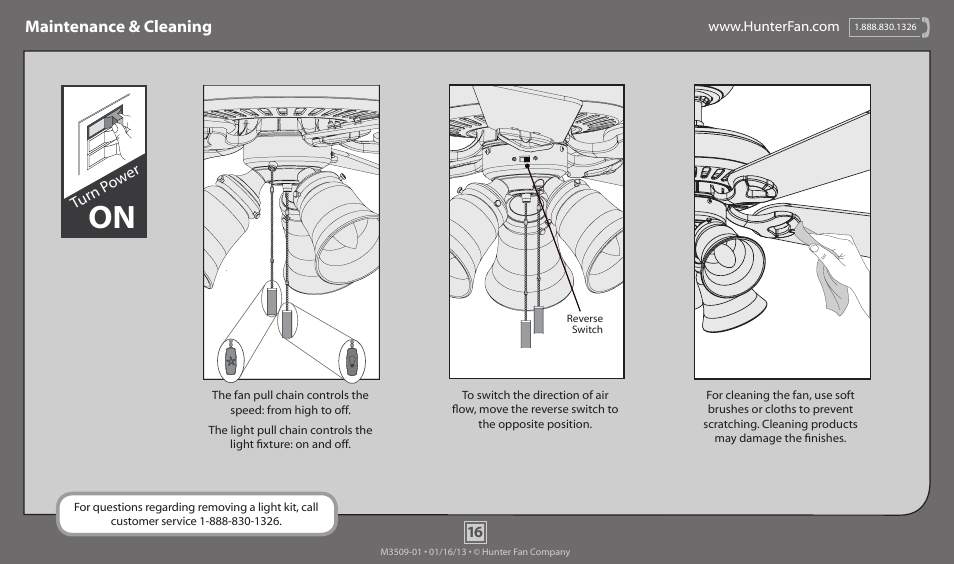 Maintenance & cleaning | Hunter 54059 52 Whitten User Manual | Page 16 / 17