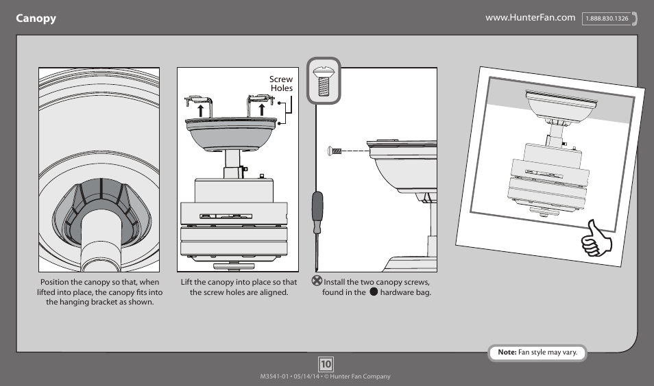 Canopy | Hunter 59012 52 Windspan User Manual | Page 10 / 19