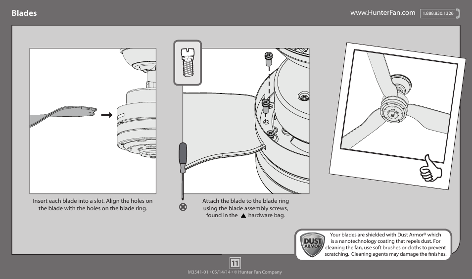 Blades | Hunter 59012 52 Windspan User Manual | Page 11 / 19
