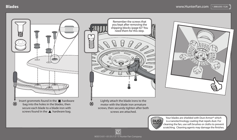 Blades | Hunter 53026 52 Woodford User Manual | Page 12 / 17