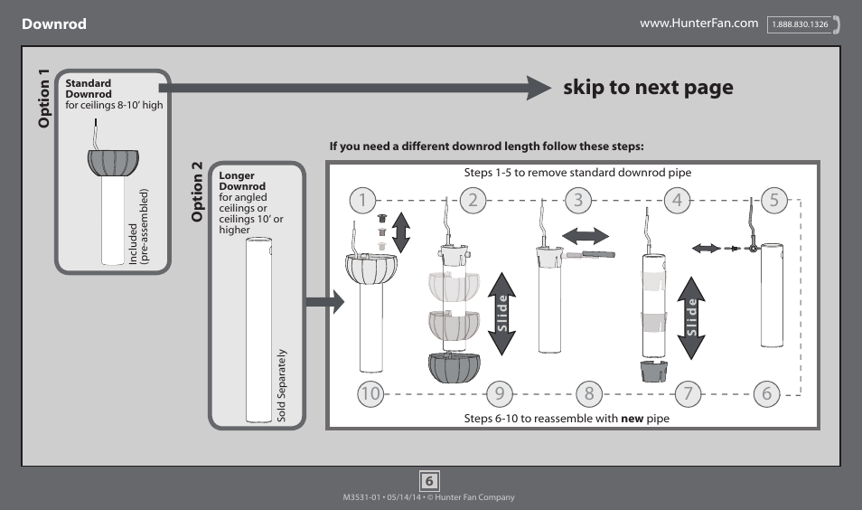 Skip to next page | Hunter 59085 48 Fanaway User Manual | Page 6 / 17