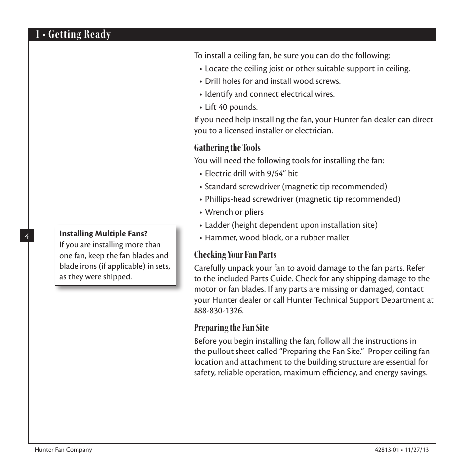 1 • getting ready | Hunter 59031 48 Fantasy Flyer User Manual | Page 4 / 17
