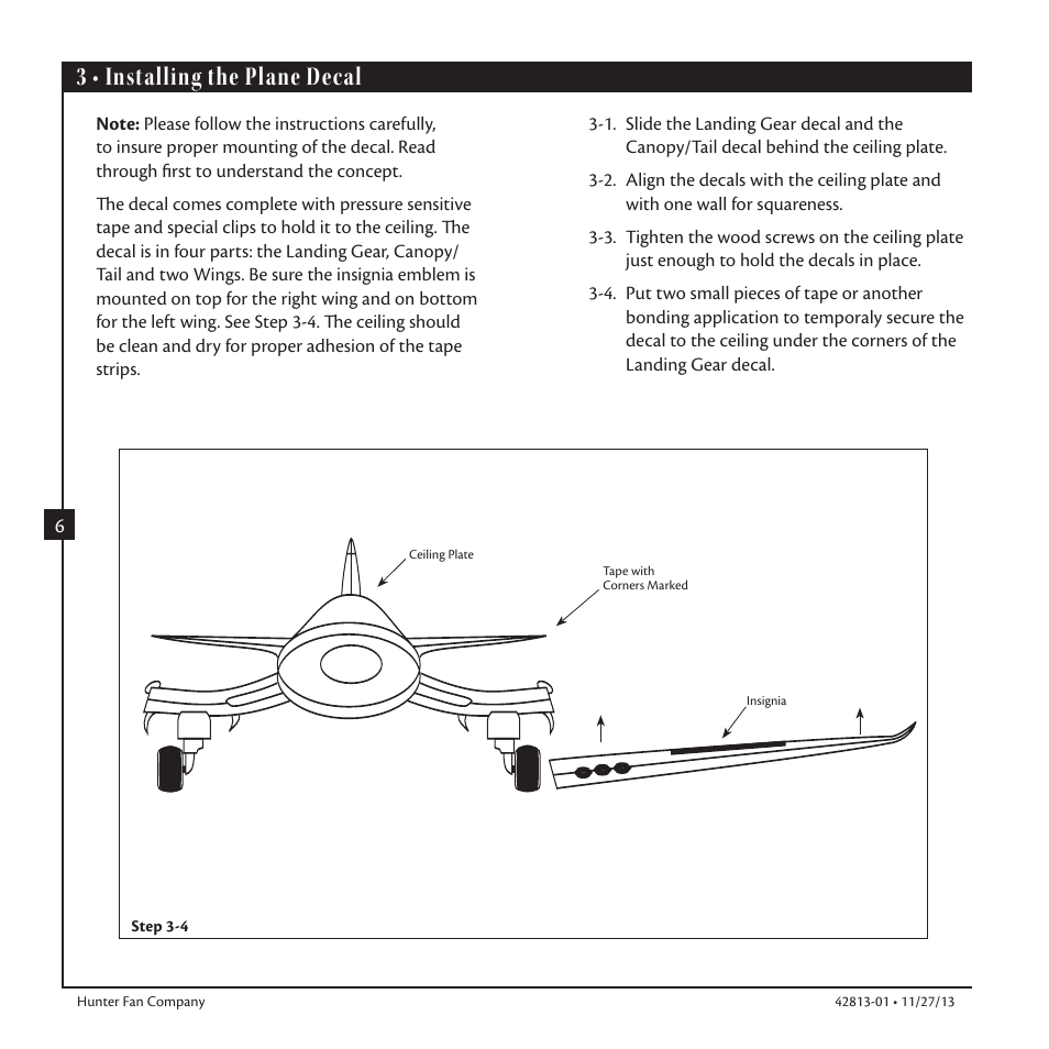 3 • installing the plane decal | Hunter 59031 48 Fantasy Flyer User Manual | Page 6 / 17