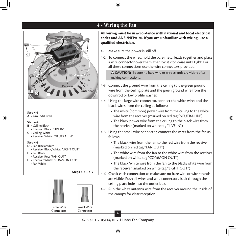 4 • wiring the fan | Hunter 23949 48 Forest Hill User Manual | Page 9 / 19