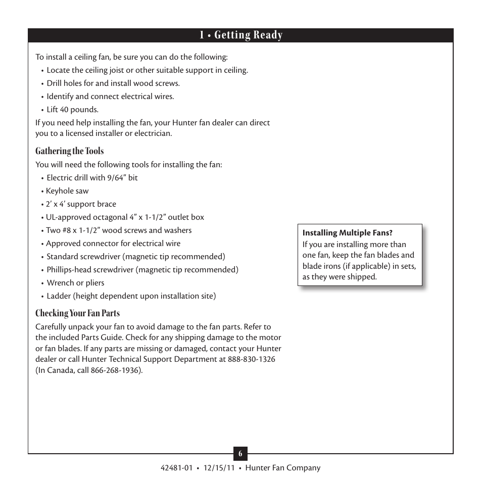 1 • getting ready | Hunter 28791 46 Bixby User Manual | Page 6 / 15