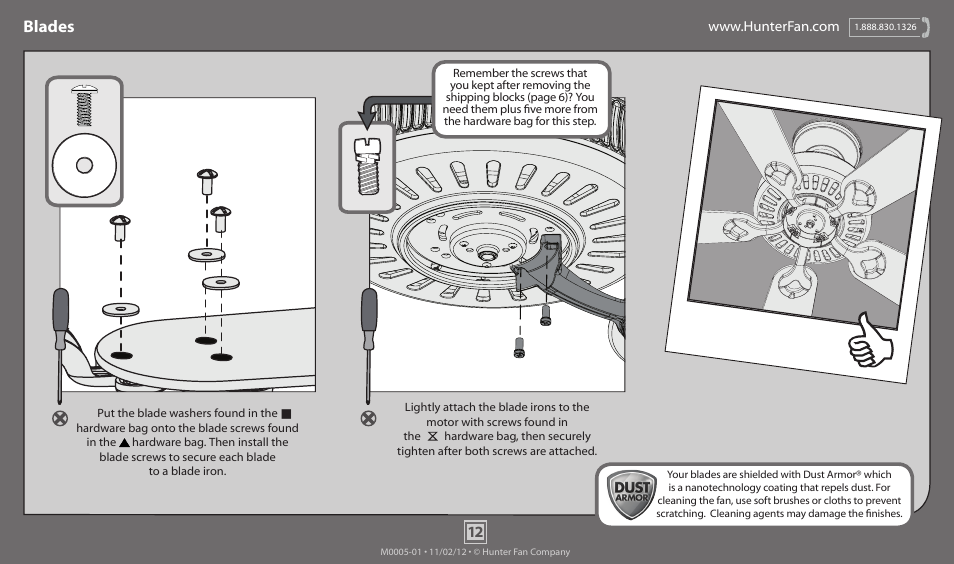 Blades | Hunter 51026 44 Dreamland User Manual | Page 12 / 17