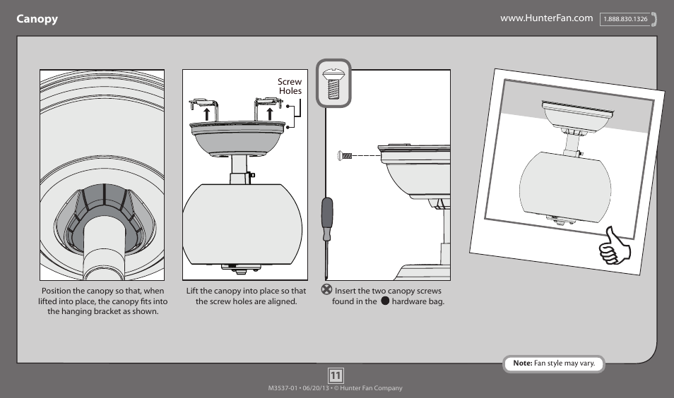 Canopy | Hunter 52022 36 Orbit User Manual | Page 11 / 16