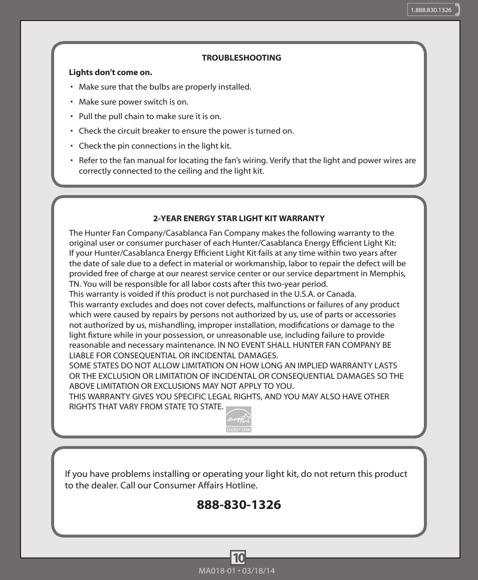 Hunter 99172 Globe Fitter User Manual | Page 10 / 10