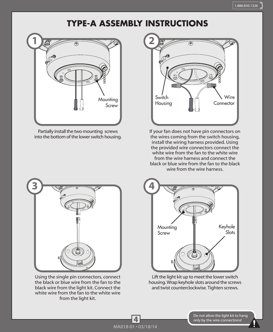 4type-a assembly instructions | Hunter 99172 Globe Fitter User Manual | Page 4 / 10