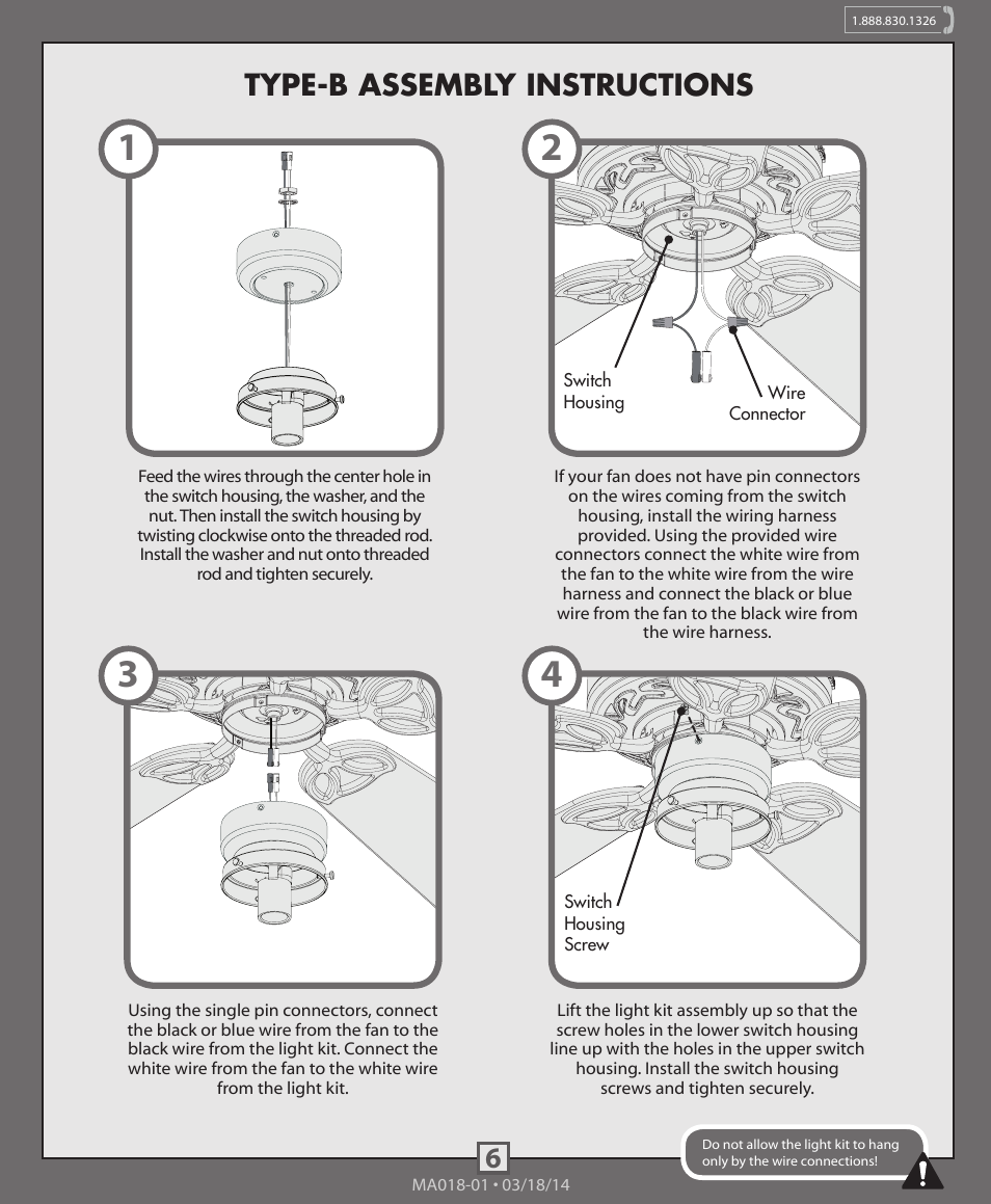 6type-b assembly instructions | Hunter 99172 Globe Fitter User Manual | Page 6 / 10